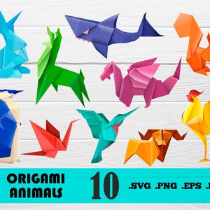 Origami Tiere Svg, Origami SVG, Origami aus Papier Svg, Origami Silhouette, Tiere Svg, Kinder Tiere, Vektor-Dateien, Druck-Datei, druckbare, Svg