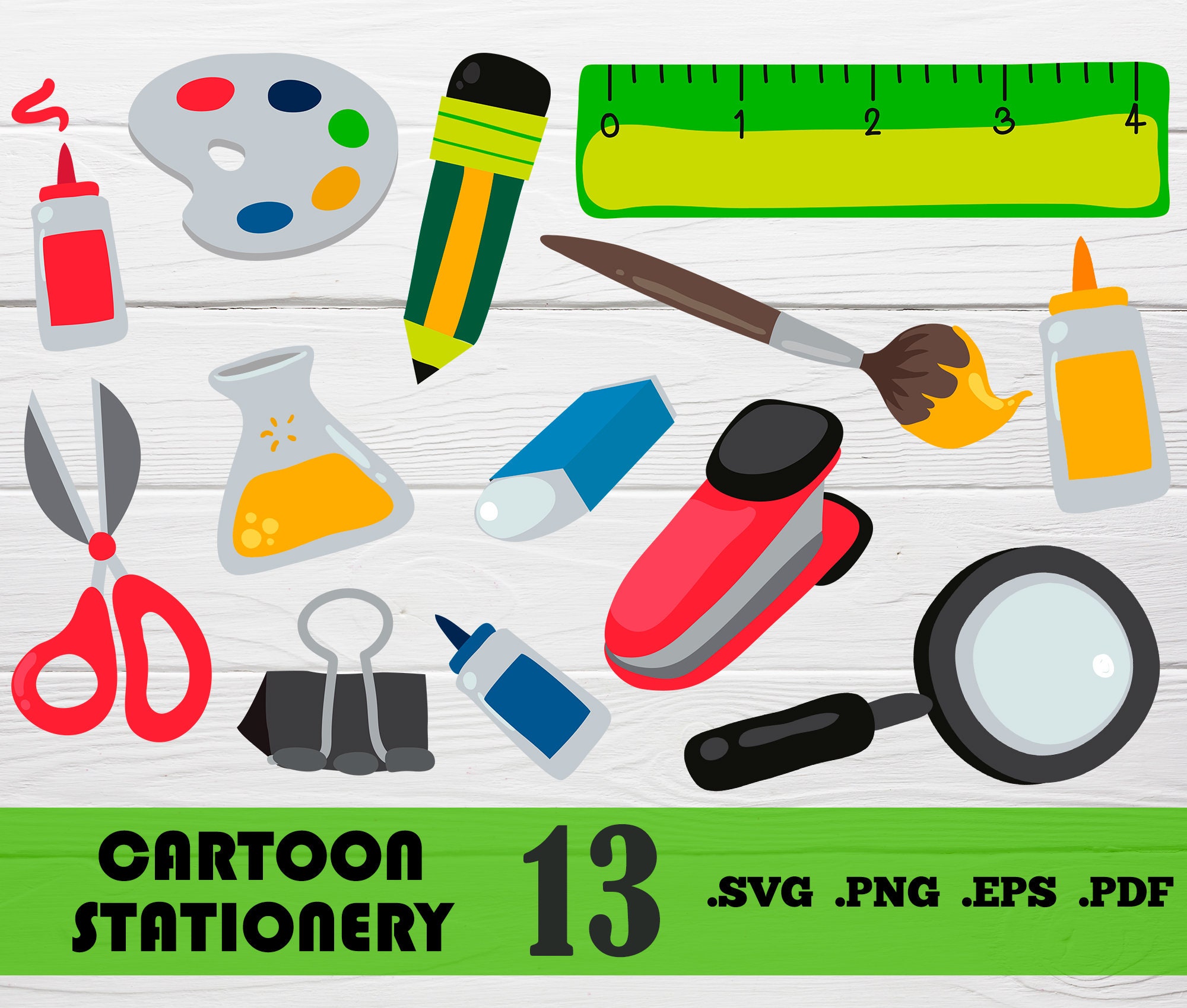 Stationery Svg, School Stationery Svg, Cartoon Stationery Svg,paint Svg