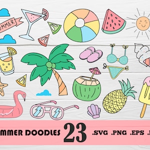Summer doodle svg,Doodle Summer Vector Pack, Beach Clipart,Summer Doodle,Vacation Clipart,summer,drinks svg,print file,printable,svg file
