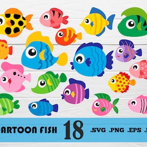 Cartoon Fisch Svg, Fisch Svg, Meer Clipart, Angeln Clipart, Ozean Clipart, bunte Fisch Svg, Fisch Png, tropischen Fisch Clipart, Fisch Silhouette