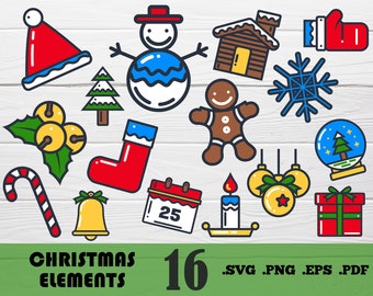 Christmas Elements Svgchristmas Decorchristmas - Etsy Christmas Elements Svgchristmas Decorchristmas - Etsy