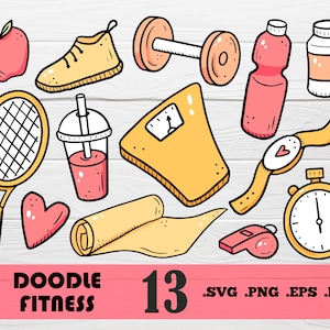 Doodle fitness svg,Doodle Fitness Vector Pack, Gym Clipart, Workout Clipart, Exercise Clipart, Sports, Fitness Vectors, print file,svg file