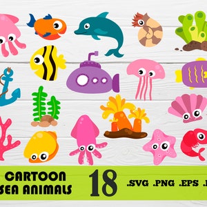 Cartoon sea animals svg,Sea Animal Files, Sea Animal SVG, Sea Animal Clip Art, Cute Ocean Animals, Baby Ocean Animal SVG, Ocean Animal,svg