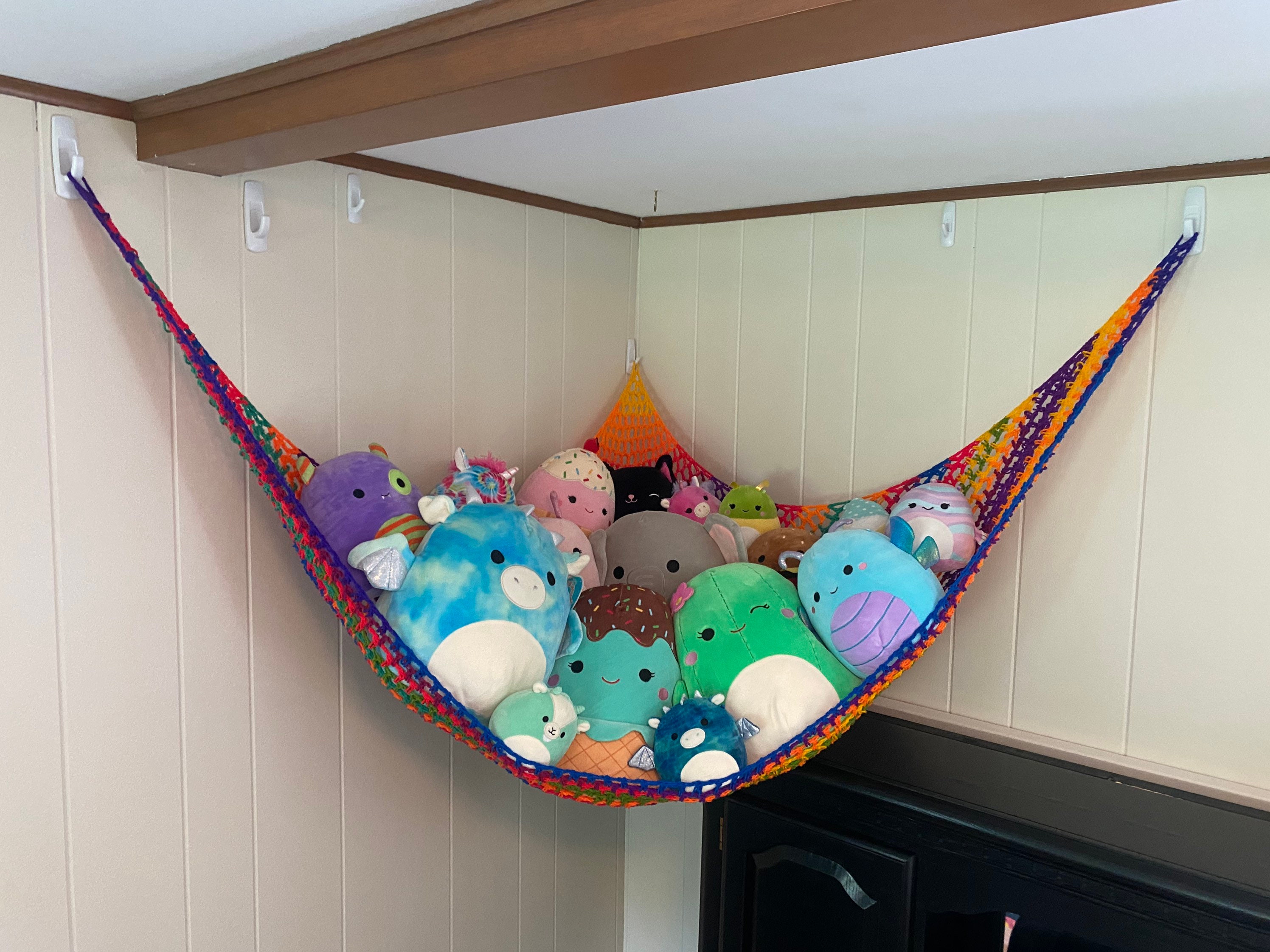 Giant Rainbow Stripe Crochet Toy Storage Hammock for Etsy