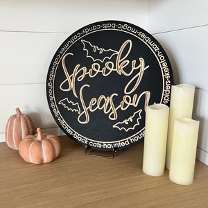 Spooky season, halloween sign, halloween decor, october decor, bats decor, black decor