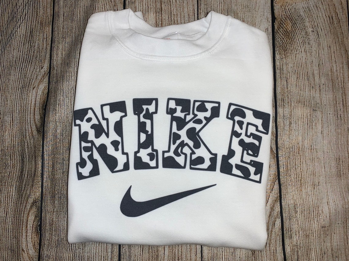 Nike inspired cow print sweatshirt | Etsy