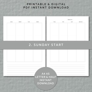 Blank Week on 2 Pages Printable Planner Pages Perfect for | Etsy