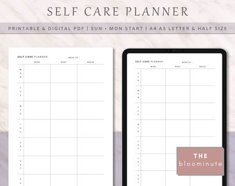 Stampabile Self-Care Planner settimanale, Mindfulness Journal, Health Planner, A4, A5, Lettera, Mezza lettera, Inserti Planner stampabili, PDF digitale