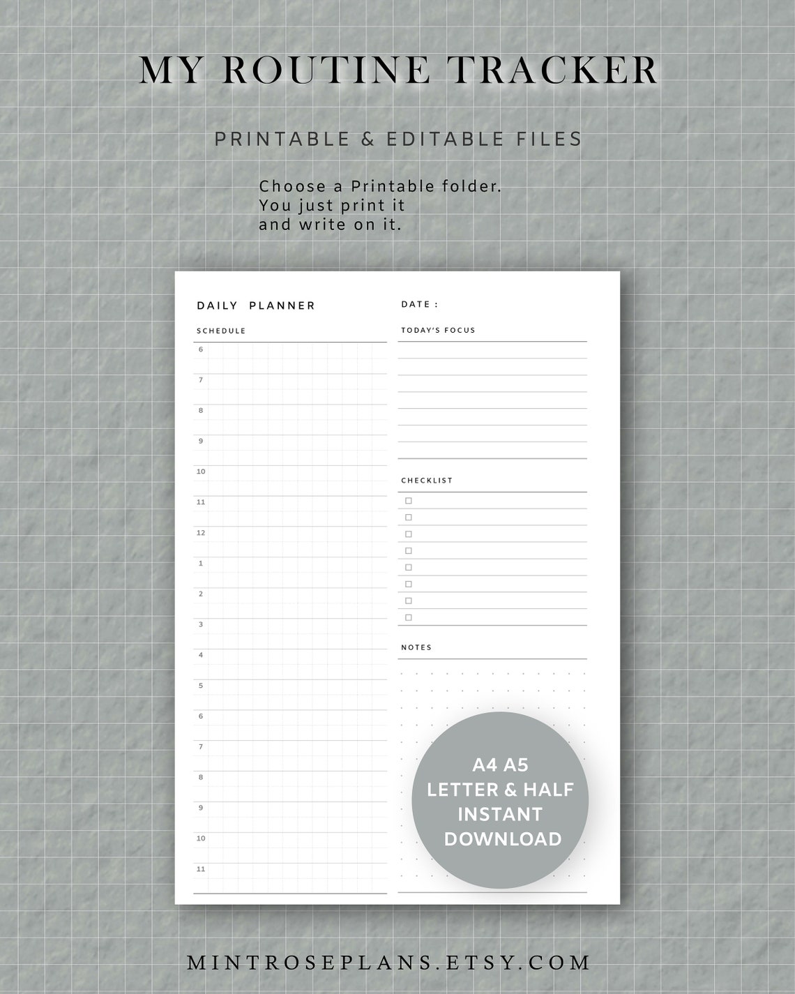 Daily Routine Tracker Printable Editable PDF Weekly Habit Etsy
