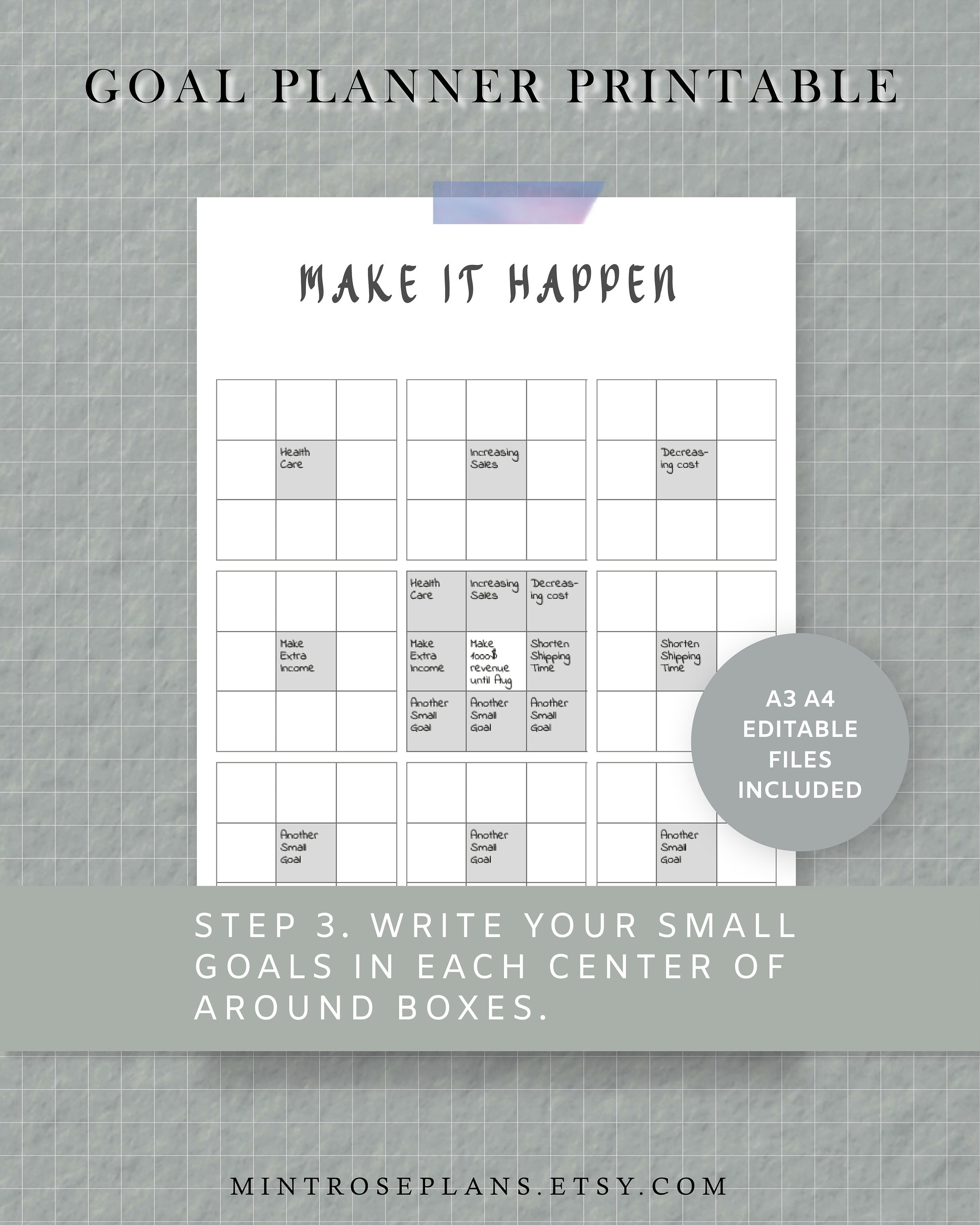 Goal Planner Printable Template Editable &amp; Printable Goal | Etsy