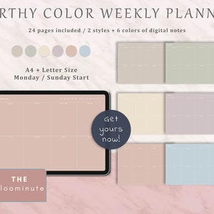 Digital Weekly Planner Page for Goodnotes, Boho Weekly Planner, Horizontal, Undated Weekly Minimalist Planner, Goodnotes, Notability, Xodo