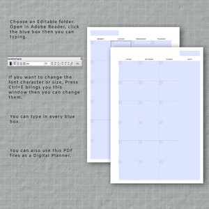 Month on 2 Pages Editable Planner Undated Monthly Planner | Etsy