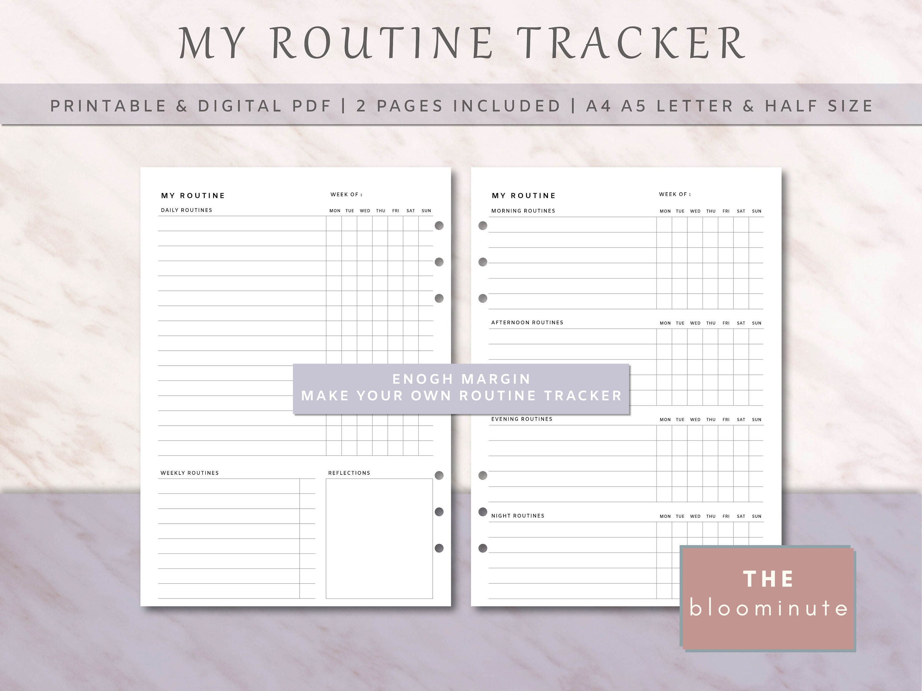 Daily Routine Tracker Printable & Editable PDF | Weekly Habit Tracker ...