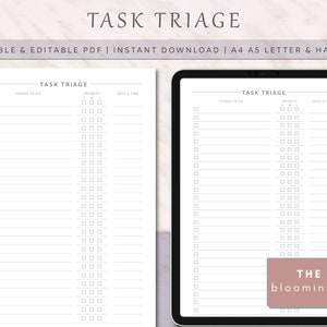 Minimalist Task Triage Printable & Editable | To Do List Template Digital Planner Refill | A4 A5 Letter Half Letter | Get Things Done PDF