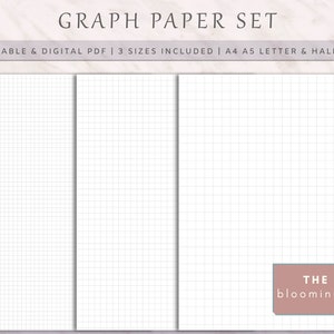 Notizpapier für Studenten mit 3 Gittern von Graph | 5mm, 7mm, 10mm Grid Graph | Bullet Journal | A4, A5, Letter, Half Letter | Bujo Laken