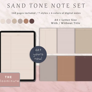 168 Sand Color Digital Note Taking Template, Dot, Grid, Lined, Blank, Goodnotes, Notability, Noteshelf, Xodo, A4&US Letter, PDF, Vertical