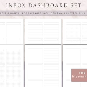Printable Inbox Planner Dashboard, Brain Dump List, Get It Done List Inbox Dashboard, A4, A5, Letter, Half Letter, Minimalist Planner Insert