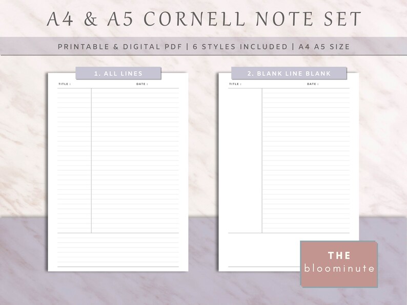 Ink Friendly Printable Cornell Note Kit | Lecture Note Taking for ...