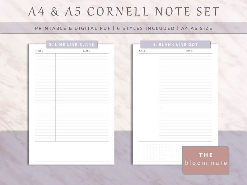 Ink Friendly Printable Cornell Note Kit | Lecture Note Taking for ...