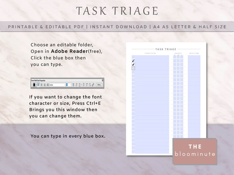Minimalist Task Triage Printable & Editable | to Do List Template ...