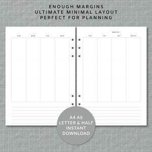 Blank Week on 2 Pages Printable Planner Pages Perfect for | Etsy