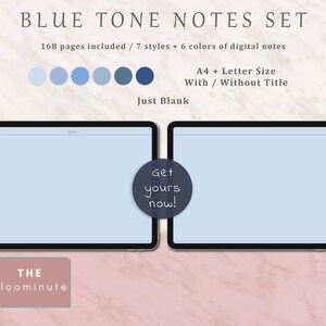 168 Horizontal Blue Color Digital Note Taking Template, Dot, Graph, Lin ...