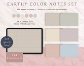 168 Horizontal Earthy Color Digital Note Taking Template, Dot, Grid, Line, Cornell, Blank, Goodnotes, Notability, Noteshelf, Xodo, A4&Letter