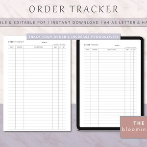 Free Printable Week Order Tracker Form.pdf Editable Order Tracker Template, Small Business Form, A4, A5, Letter ...