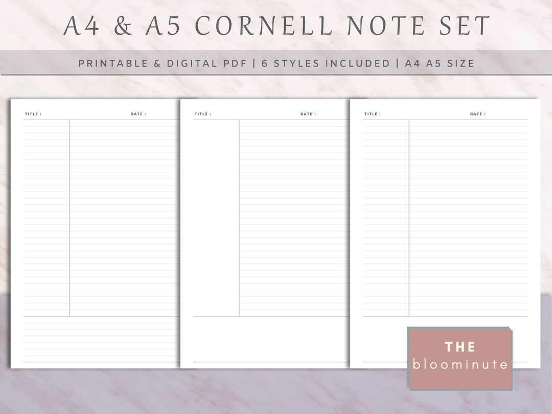 Ink Friendly Printable Cornell Note Kit | Lecture Note Taking for ...