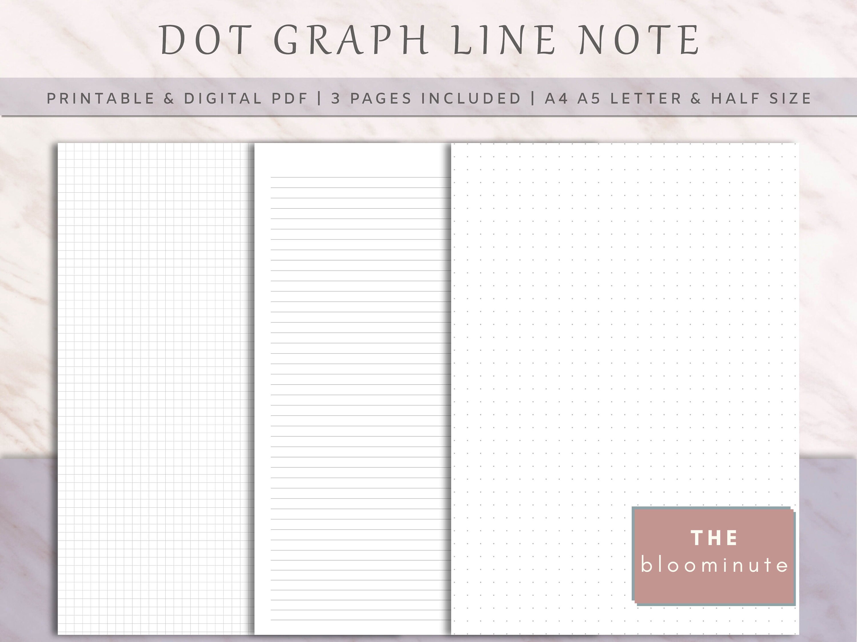 Student Note Taking Paper Printable Dot Graph Line Note Etsy