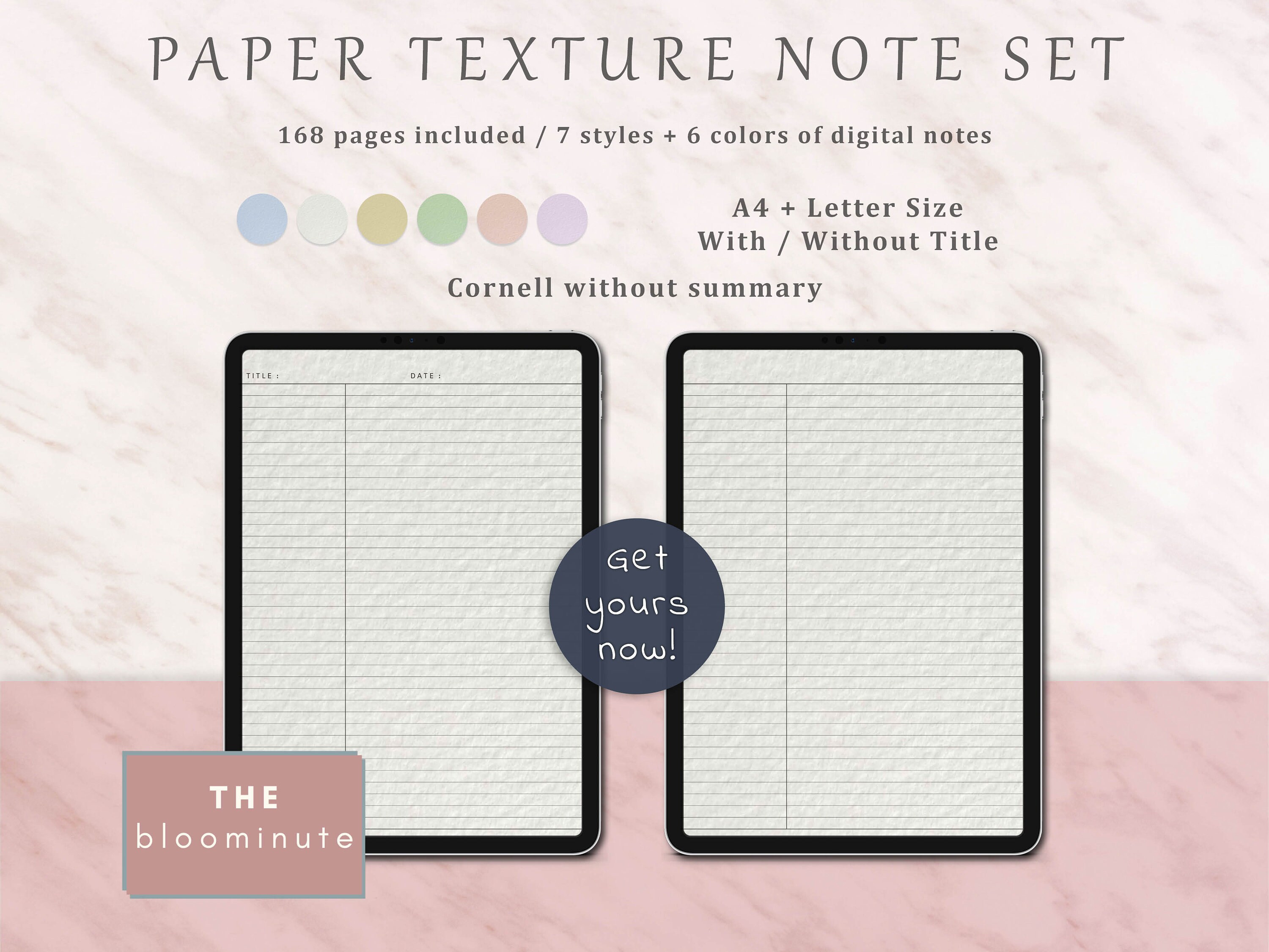 168 Paper Texture Digital Note Taking Template, Dot, Grid, Lined ...