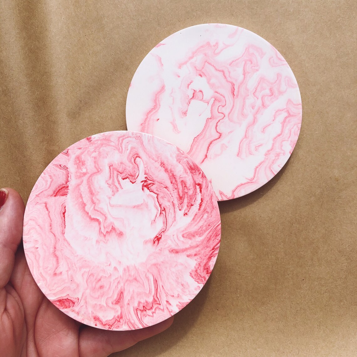 Many Shades of Pink Marble Coasters Set of 2 Etsy