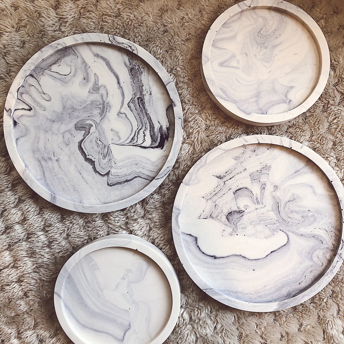 Grey Stone Marble Coasters Set of 2 Etsy