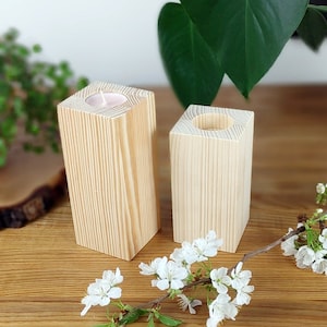 Unfertiger Kerzenhalter aus Holz, Rustikaler Dekor Teelichtleuchter, Unbemalte natürliche Kerzenständer aus Holz zum Selbermachen, Kerzenhalter zum Basteln