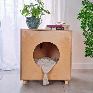 Cat litter box enclosure, Personalized cat house, Wooden cat box, Pet house, Plywood pet furniture, Cat cave, Mood for cats, Space for cats