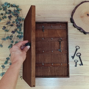 Personalized Natural Wooden Family Big Key Box, Hanging Key Box, Key ...