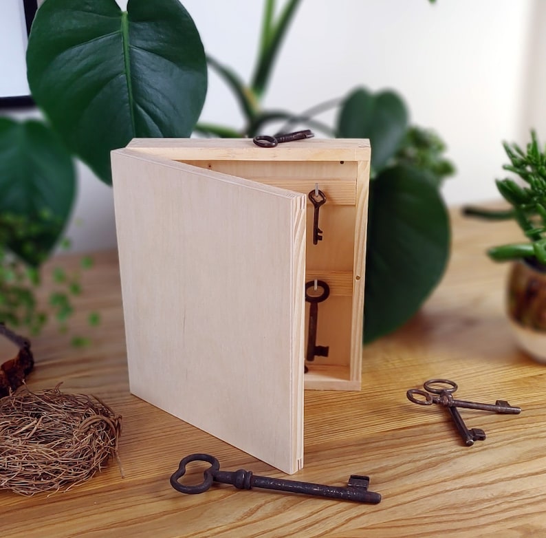 Natural Unpainted Wooden Key Box Hanging Key Box Key Hooks - Etsy