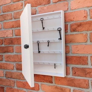 Extra Large Natural Wooden 35 Keys Box, Hanging Key Organizer, 35 Key Hooks, Handcrafted Wooden Wall Cabinet, Key Storage, Housewarming Gift