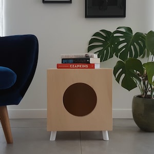 Kattenbakomheining, Gepersonaliseerd kattenhuis, Houten kattenbak, Huisdierhuis, Multiplex huisdiermeubels, Kattengrot, Sfeer voor katten, Ruimte voor katten
