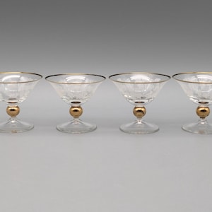 Liqueur glasses, 60s glasses, bar accessories, transparent liqueur glass, ground edge, Century Vintage decor, bar decoration, set of 4