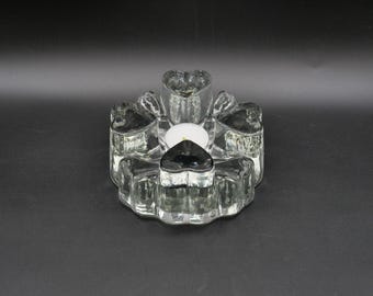 Calentador de té de cristal con forma de corazón, Georgshütte, Alemania, década de 1970