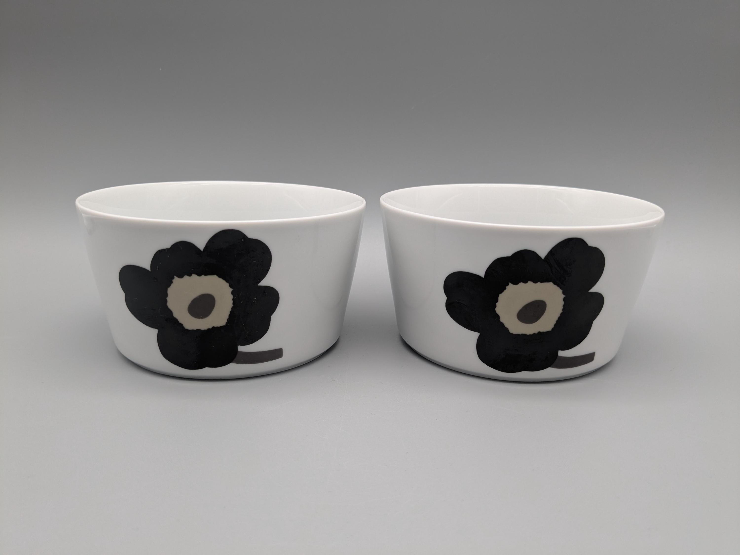 希少 marimekko UNIKKO シリアルボウル マリメッコ ウニッコ柄、ブラックフラワーシリアルボウル