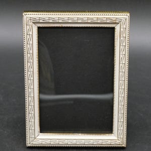 ML Danmark tavelram, metallmässing, guldvit, vintage, 11x8, kupolformat glas