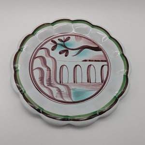 ARTHUR PERCY. PLATES, 2 pcs., ceramic, hand-painted, fle, signed, circa 1930, Sweden, Stockholm
