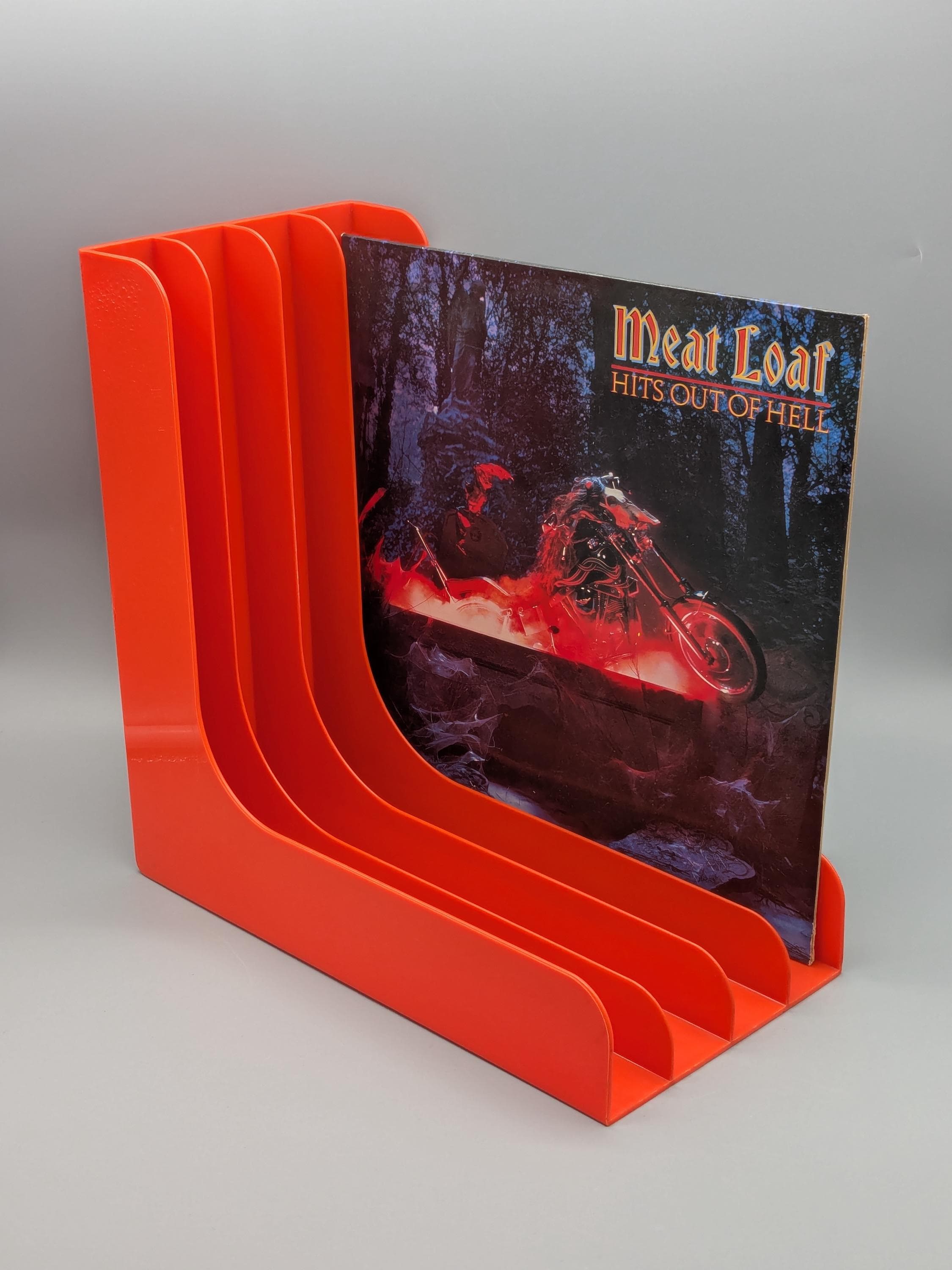 Vinyl Record Stand 70s, Orange-red, Plastic, Germany, Space-age