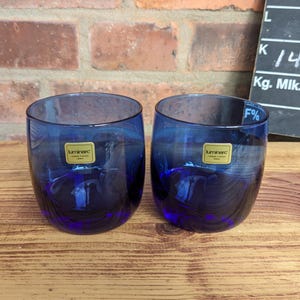 Luminarc drinking glasses France blue vintage, glasses, 70s