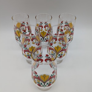 Glasses set of 6 glasses including carafe, 70s, vintage kitchen