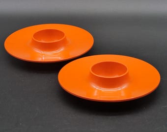 Rosti Mepal – Egg cups – 1970s, 2 in set – Copenhagen Denmark, orange