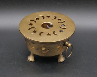 Calentador de té de latón (pequeño), 10,8 cm, vintage, años 80.