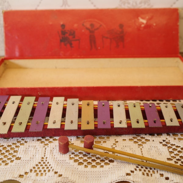 Vintage Spielzeug Xylophon, altes Xylophon, Kinder Xylophon, Kinder Musikinstrument, Musikdekor,, Retro Musikspielzeug